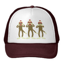 Hear, See, Speak No Evil Sock Monkeys Trucker Hat