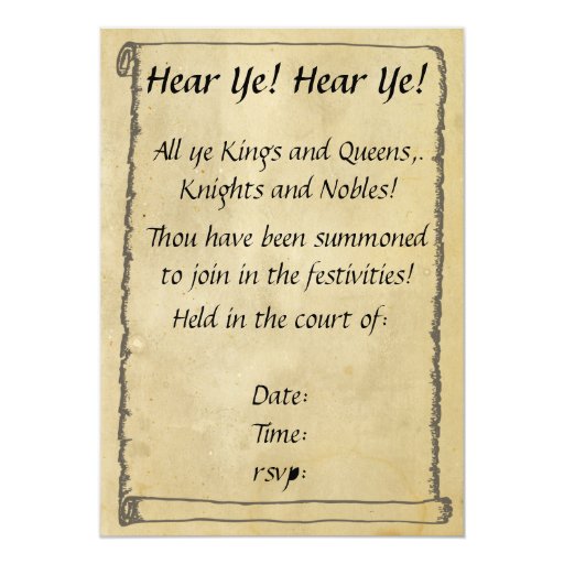 Hear Ye! Hear Ye! Scroll Invitations Zazzle