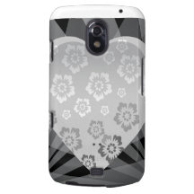heart-6 BLACK WHITE GREY GRAY FLOWERS HEART EMO H Galaxy Nexus Cover