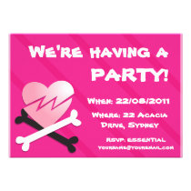 heart and crossbones invitation invitations