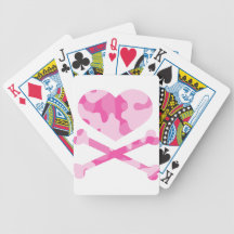 heart and crossbones pink camo card deck