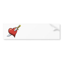 Heart and Dagger bumper sticker bumper stickers