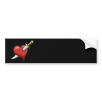 Heart and Dagger bumper sticker bumper stickers