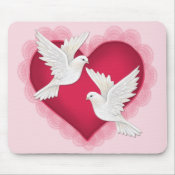 Heart and Doves - Pink mousepad