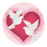 Heart and Doves - Pink stickers