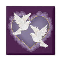 Heart and Doves - Purple magnets