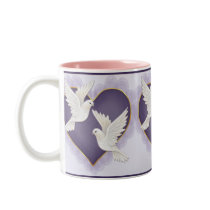 Heart and Doves - Purple mugs