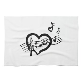 Heart and Music Hand Towel