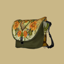Heart and Orange Flowers messenger bags