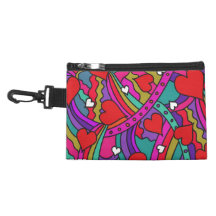 Heart and Rainbow Pattern Accessory Bag