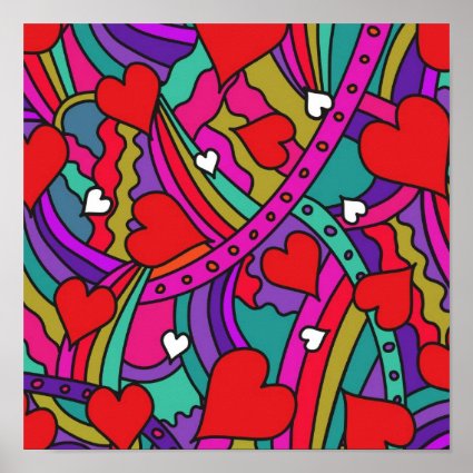 Heart and Rainbow Pattern Print