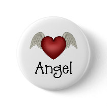 Heart Angel Wings Pinback Button