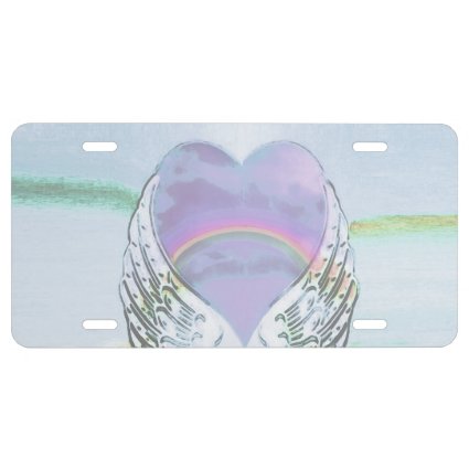 Heart, Angel Wings & Ocean License Plate