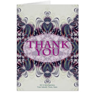  Peacock Green Fractal Lace Thank You Greeting Cards