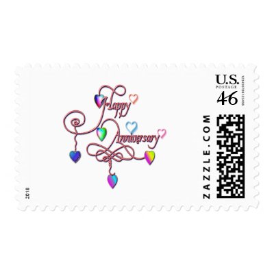 heart anniversary postage stamp