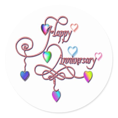 heart anniversary round stickers