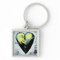 Heart art messy expressive scarred modern painting keychains