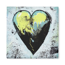 Heart art messy expressive scarred modern painting magnets
