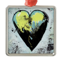Heart art messy expressive scarred modern painting ornaments