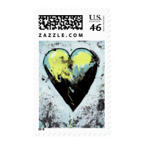 Heart art messy expressive scarred modern painting postage