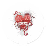 Heart Australia Round Stickers