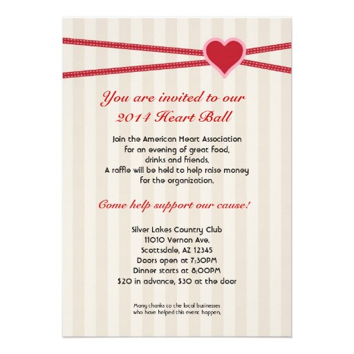 heart ball fundraiser event invitation 5 quot x 7 quot invitation fundraiser invitation wording