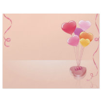 Heart balloons & chocolates letterhead template