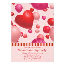 Heart Balloons Valentine's Day Party Invitation