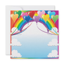 Heart Baloon Background Personalized Invitation