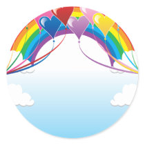 Heart Baloon Background Round Stickers