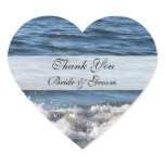 Heart Beach Wedding Thank You Sticker