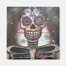 Heart Beat_ By Lori Everett_ Day Of The Dead Refrigerator Magnet