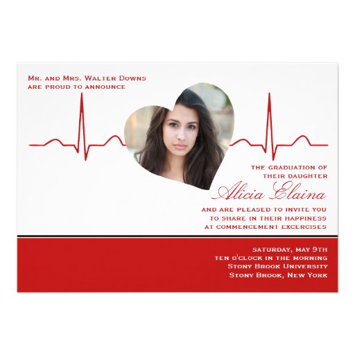 Heart Beat Photo Announcement/Invitation (front side)