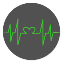 heart beat round sticker