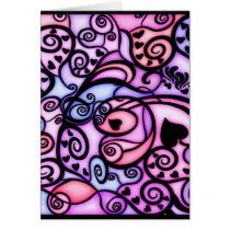 Heart Beats Singing, Stained Glass style Greeting Card
