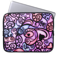 Heart Beats Singing, Stained Glass style Laptop Computer Sleeves