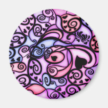Heart Beats Singing, Stained Glass style Fridge Magnets