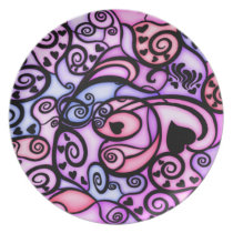 Heart Beats Singing, Stained Glass style Plate