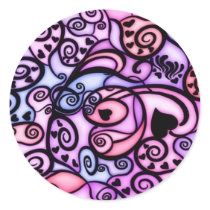 Heart Beats Singing, Stained Glass style Round Stickers
