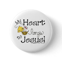 Heart Bee longs to Jesus Pinback Button