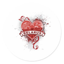 Heart Belarus Round Sticker