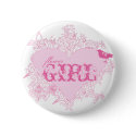 Heart & Bird Flower Girl Button