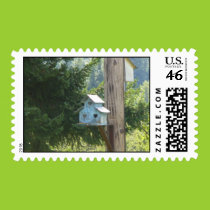 Heart  birdhouse postage stamps