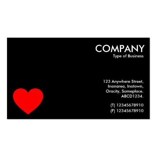 Heart - Black Business Card Template