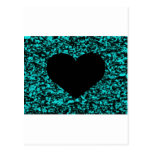 Heart Black Turquoise Post Card