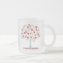 Heart Blossoms Design Frosted Glass Mug by Yoshika Heart Blossoms Design Frosted Glass Mug