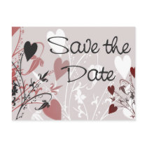 save the date, postcard, announcement, invitation, invite, wedding, bride, groom, romantic, romance, love, heart, hearts, flourish, design, floral, art, weddings, engagements, Postcard with custom graphic design