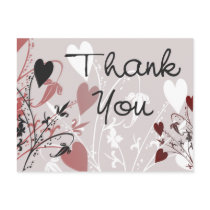 thank you, thanks, postcard, romantic, romance, love, heart, hearts, flourish, floral, art, Postcard with custom graphic design