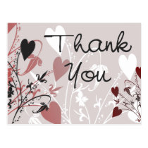 thank you, thanks, postcard, romantic, romance, love, heart, hearts, flourish, floral, art, Postkort med brugerdefineret grafisk design