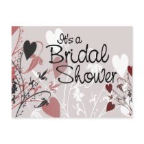 bridal shower, wedding, party, romantic, love, hearts, floral, bride, celebration, occasions, bridal, shower, invitation, invite, heart, flourish, design, art, postcard, Postcard with custom graphic design